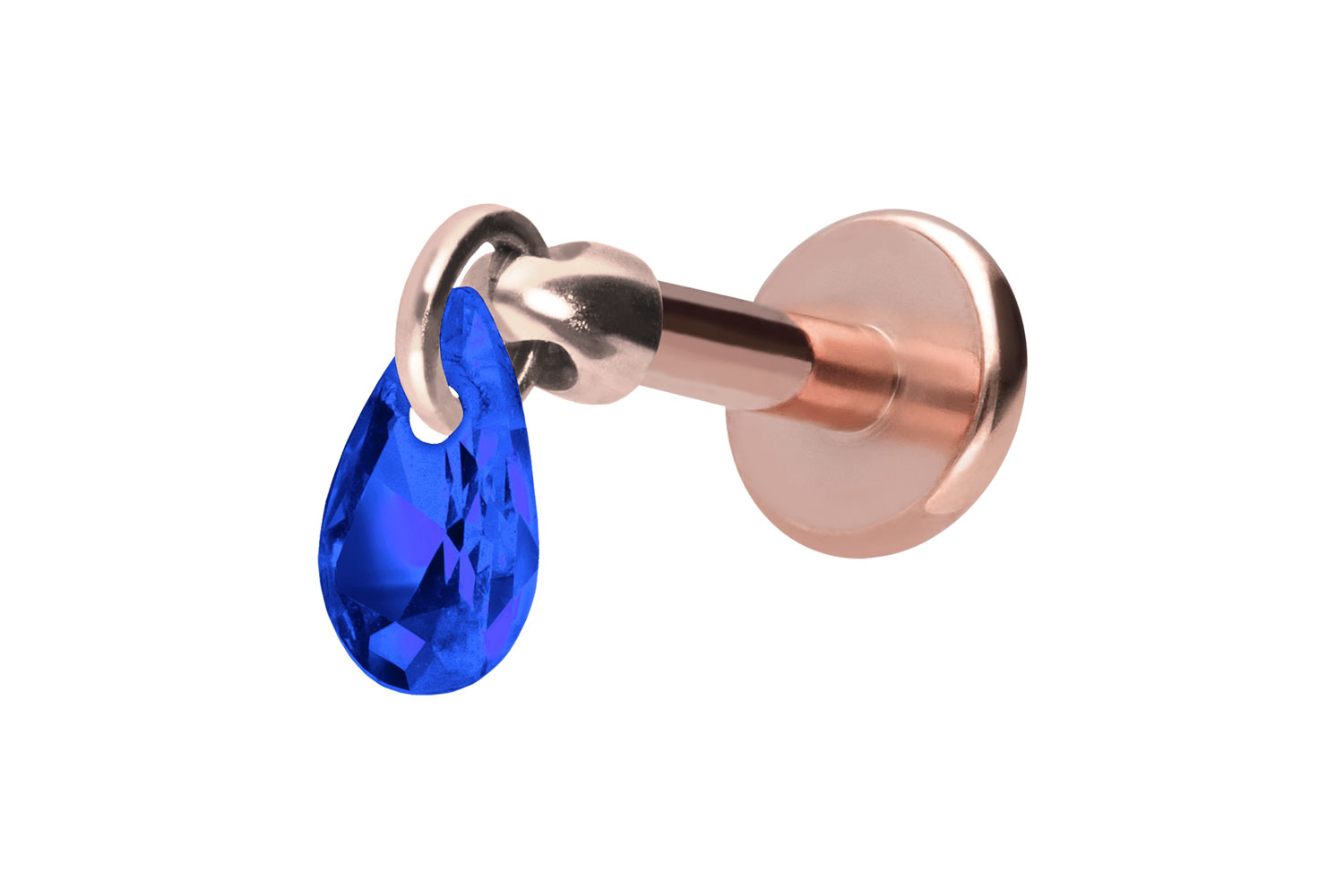 Titan Labret Piercing mit Innengewinde KRISTALLTROPFEN